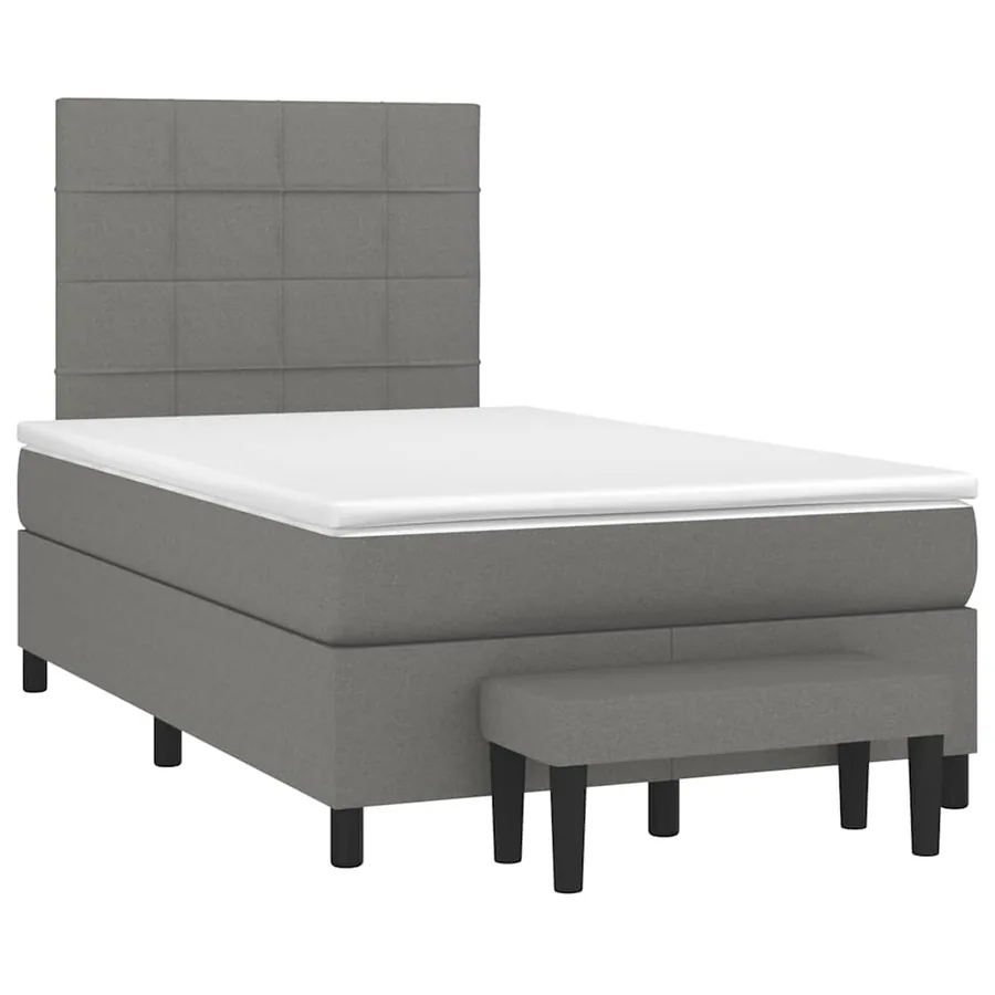 Sommier à lattes de lit avec matelas gris foncé 120x190cm tissu - 2