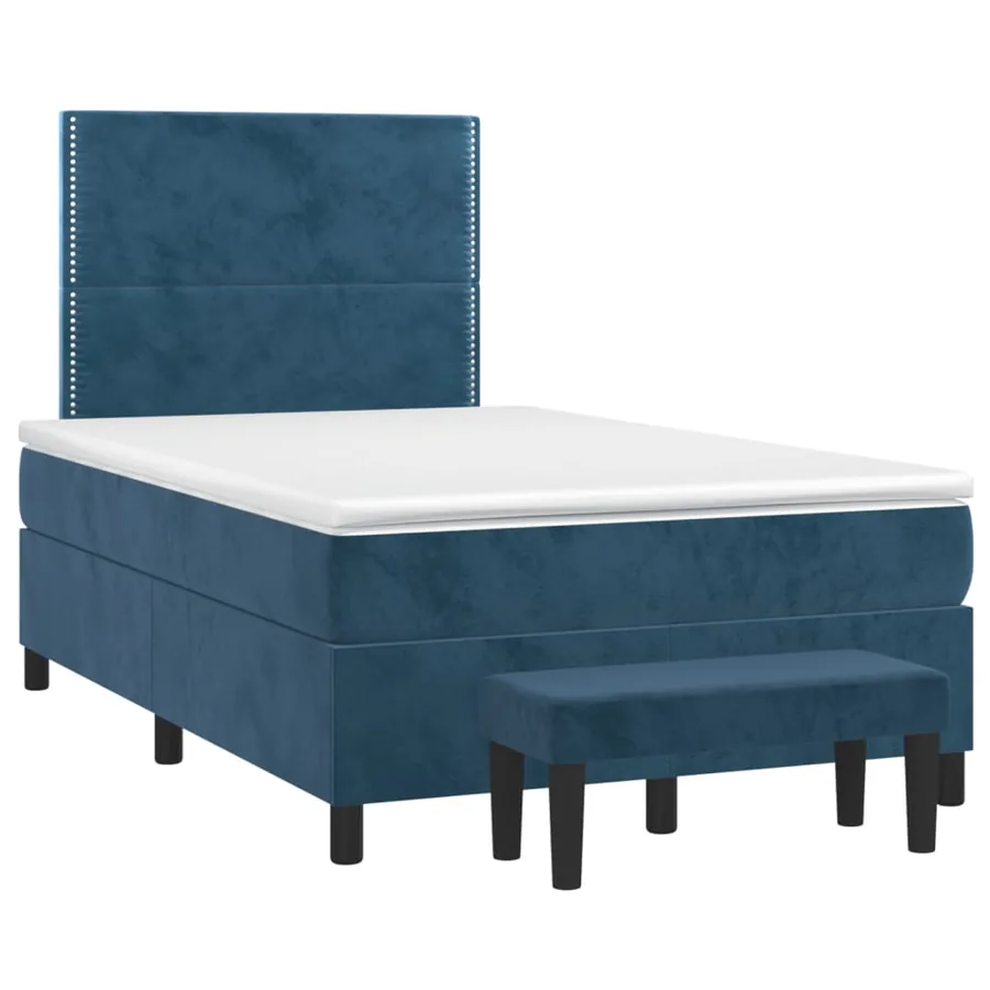 Sommier à lattes de lit et matelas bleu foncé 120x190cm velours - 2
