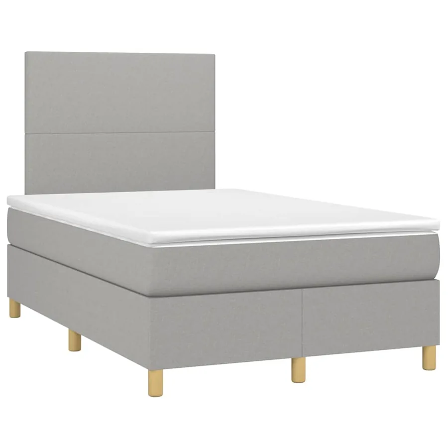 Sommier à lattes de lit et matelas gris clair 120x190 cm tissu - 2