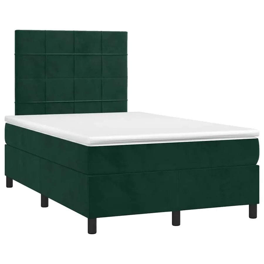 Sommier à lattes de lit avec matelas LED vert foncé 120x190 cm - 3