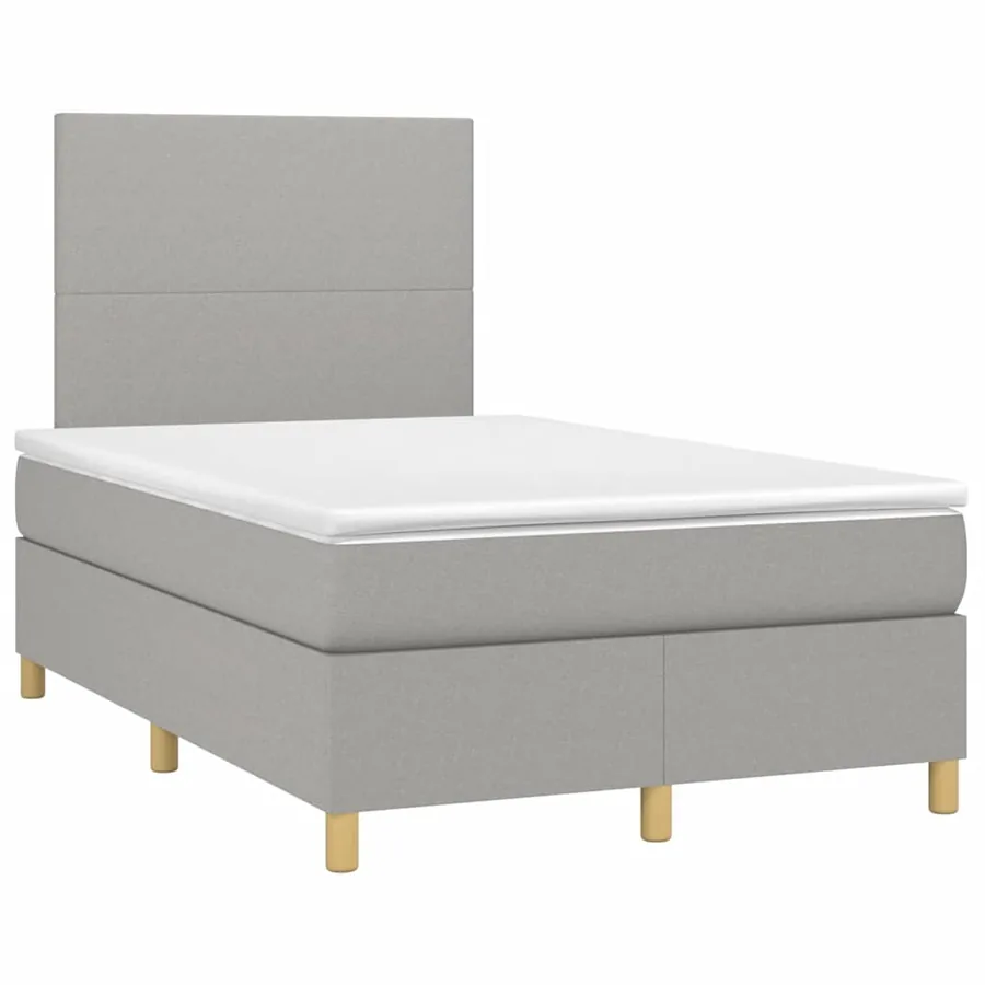 Sommier à lattes de lit matelas LED gris clair 120x190 cm tissu - 3