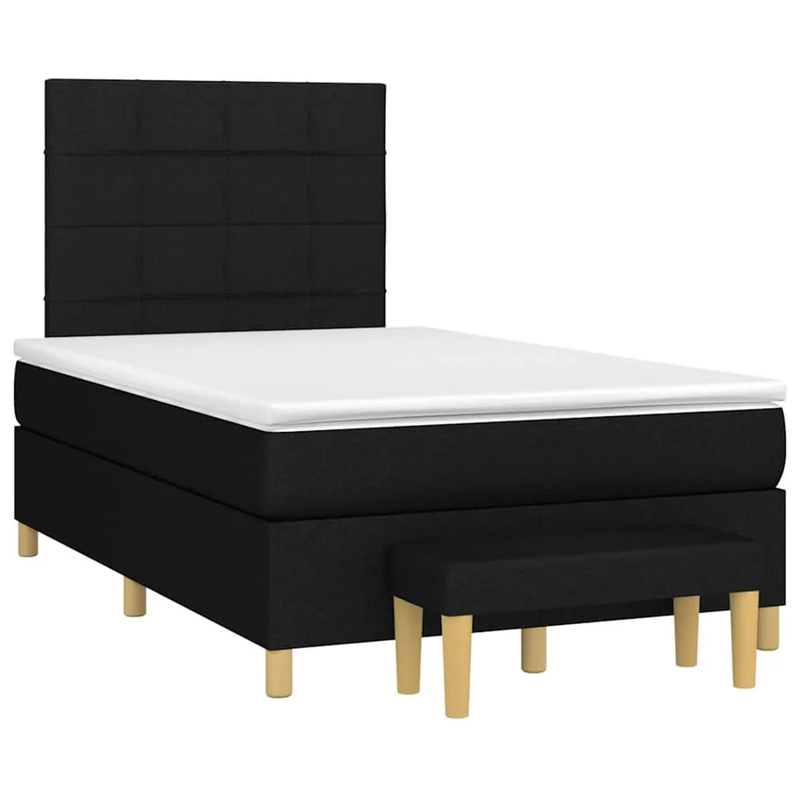 Sommier à lattes de lit avec matelas noir 120x190 cm tissu - 2