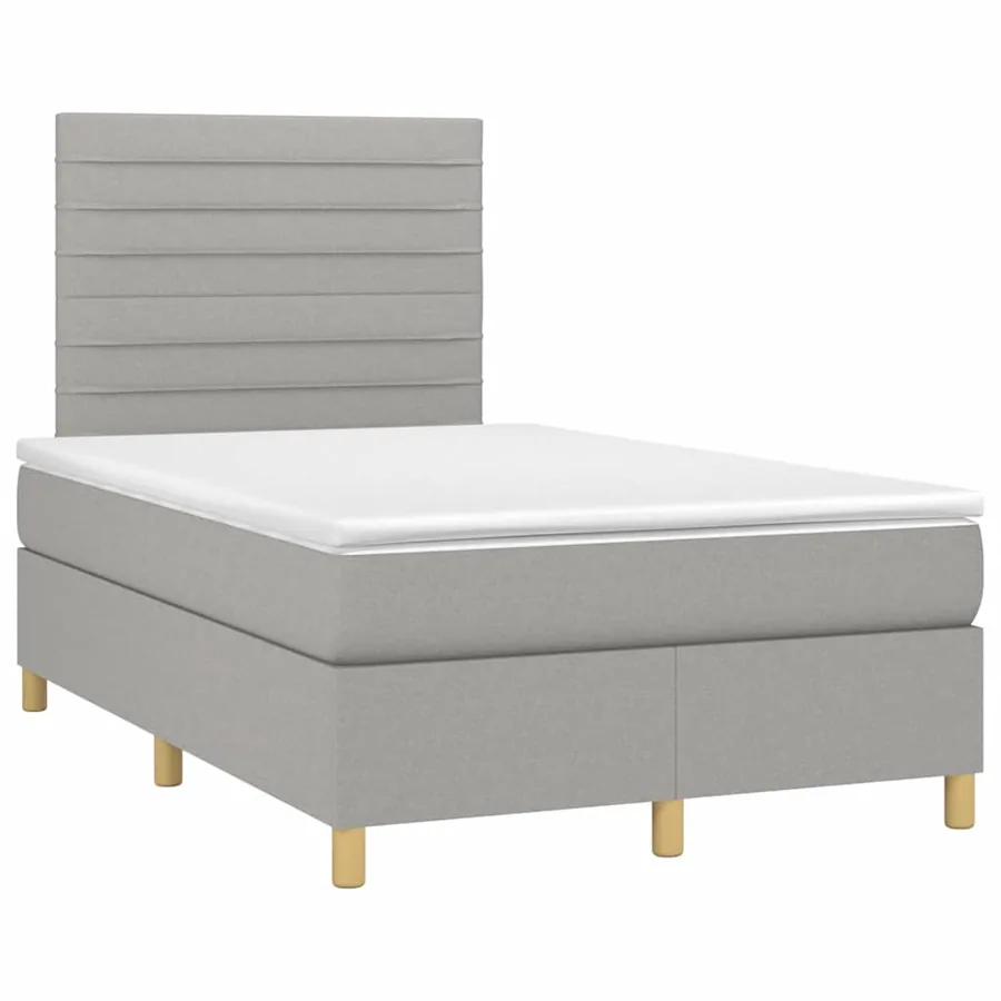 Sommier à lattes de lit et matelas gris clair 120x190 cm tissu - 2