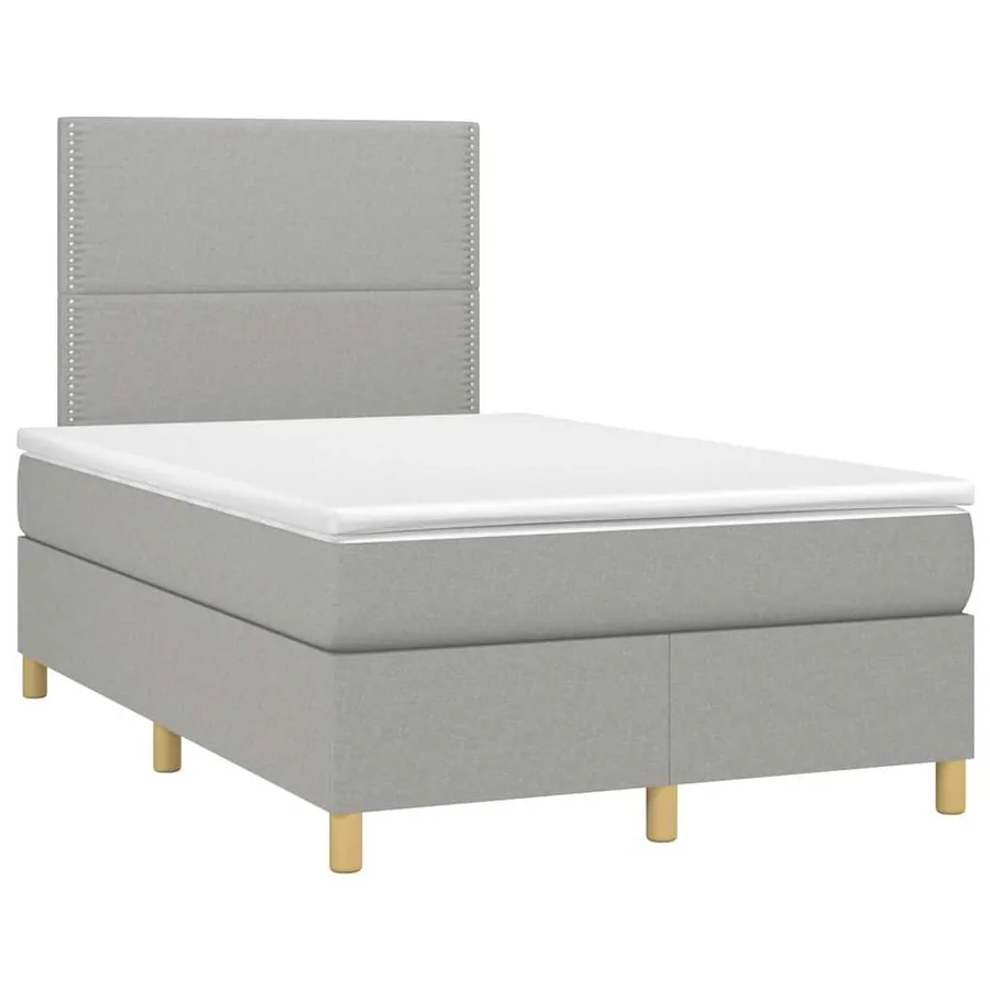 Sommier à lattes de lit matelas LED gris clair 120x190 cm tissu - 3
