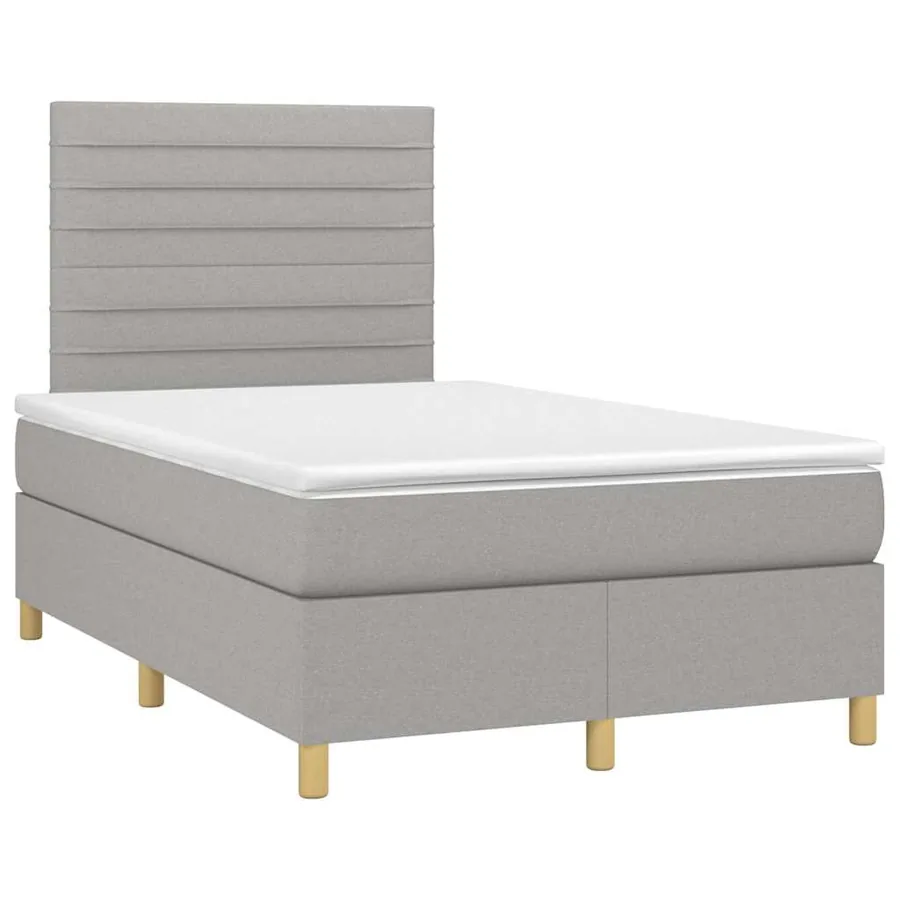 Sommier à lattes de lit matelas LED gris clair 120x190 cm tissu - 3