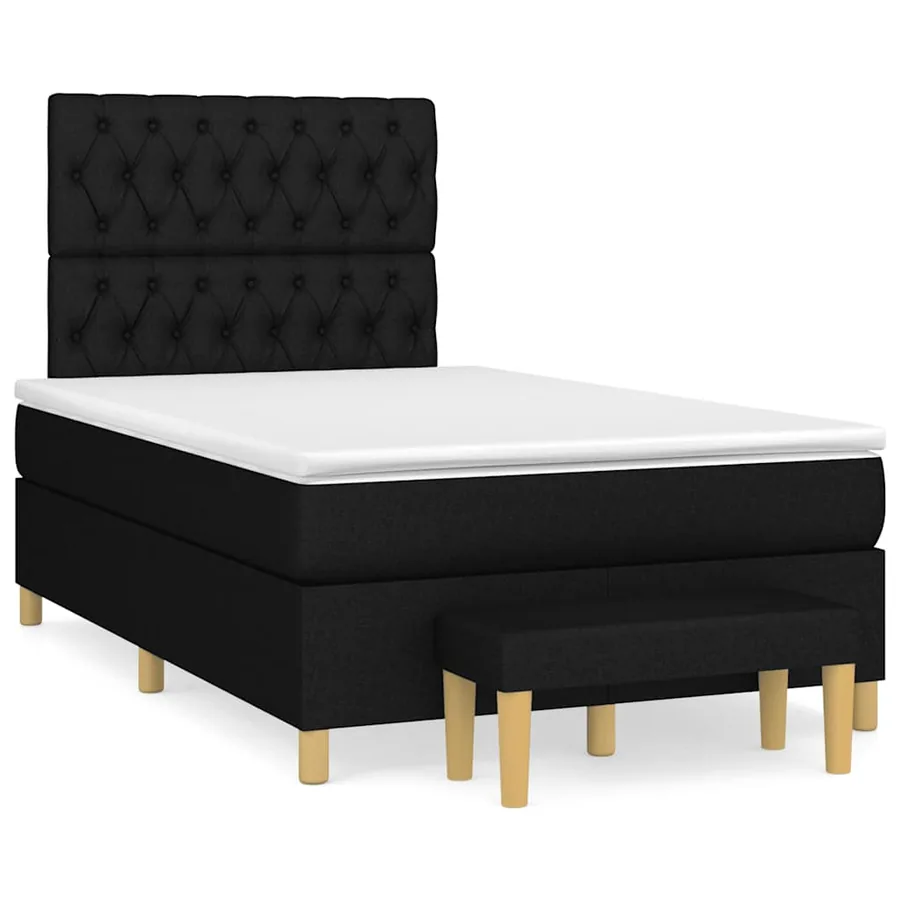 Sommier à lattes de lit avec matelas noir 120x190 cm tissu - 2