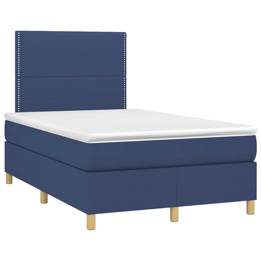 Sommier à lattes de lit matelas et LED bleu 120x190 cm tissu - 3