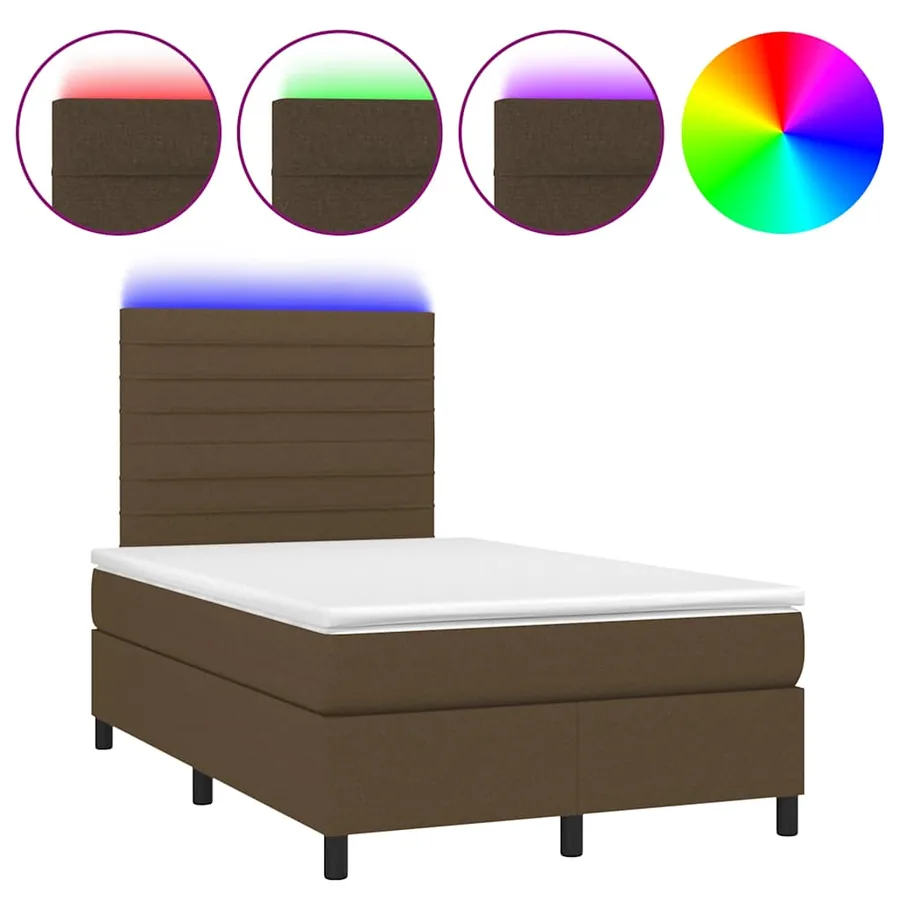 Sommier à lattes de lit matelas et LED marron foncé 120x190 cm - 2