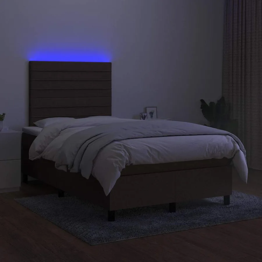 Sommier à lattes de lit matelas et LED marron foncé 120x190 cm - 4