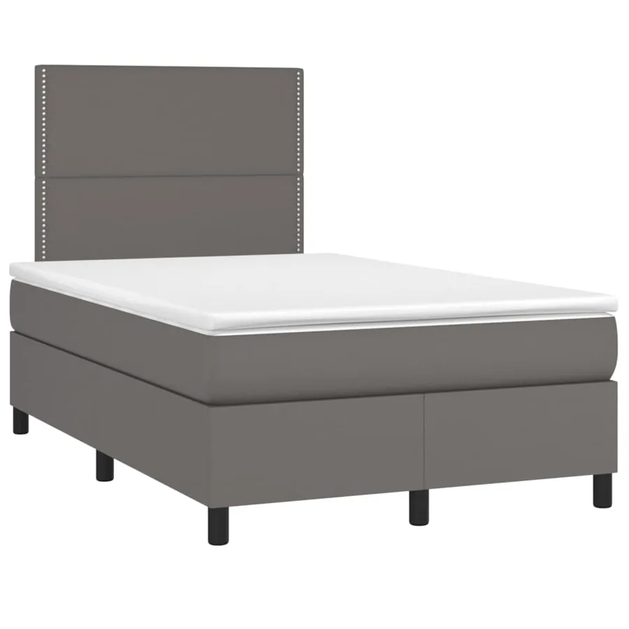 Sommier à lattes de lit matelas LED gris 120x190 cm similicuir - 3