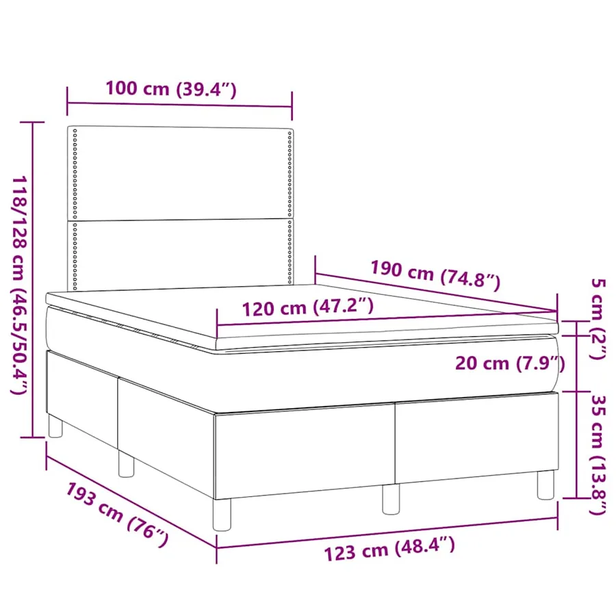 Sommier à lattes de lit et matelas gris clair 120x190 cm tissu - 9