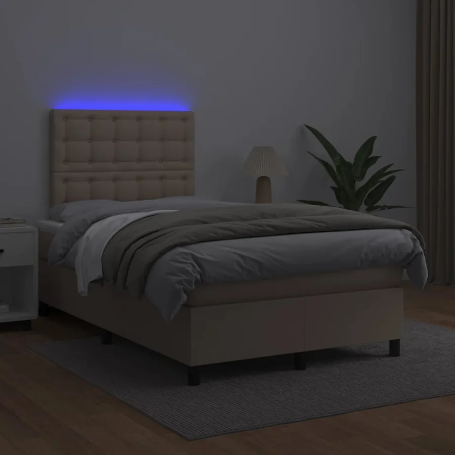 Sommier à lattes de lit avec matelas LED cappuccino 120x190 cm - 4