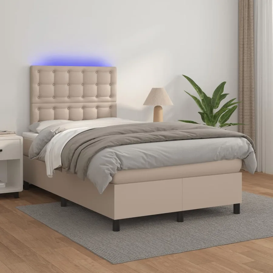 Sommier à lattes de lit avec matelas LED cappuccino 120x190 cm - 5