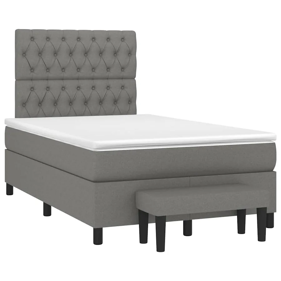 Sommier à lattes de lit avec matelas gris foncé 120x190cm tissu - 2