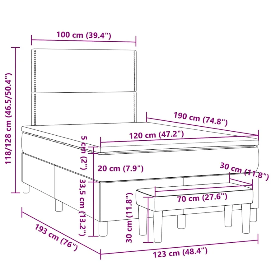 Sommier à lattes de lit avec matelas blanc 120x190cm similicuir - 10