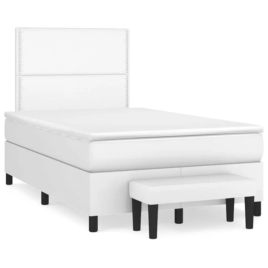 Sommier à lattes de lit avec matelas blanc 120x190cm similicuir - 2
