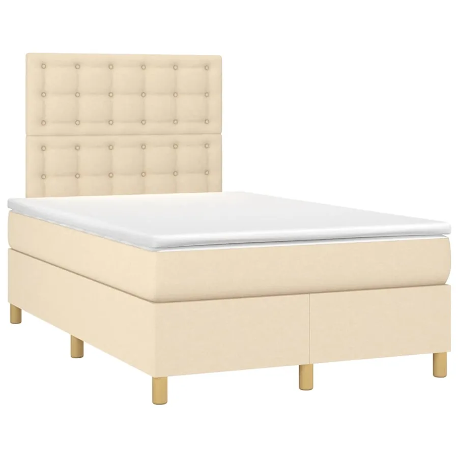 Sommier à lattes de lit avec matelas crème 120x190 cm tissu - 2