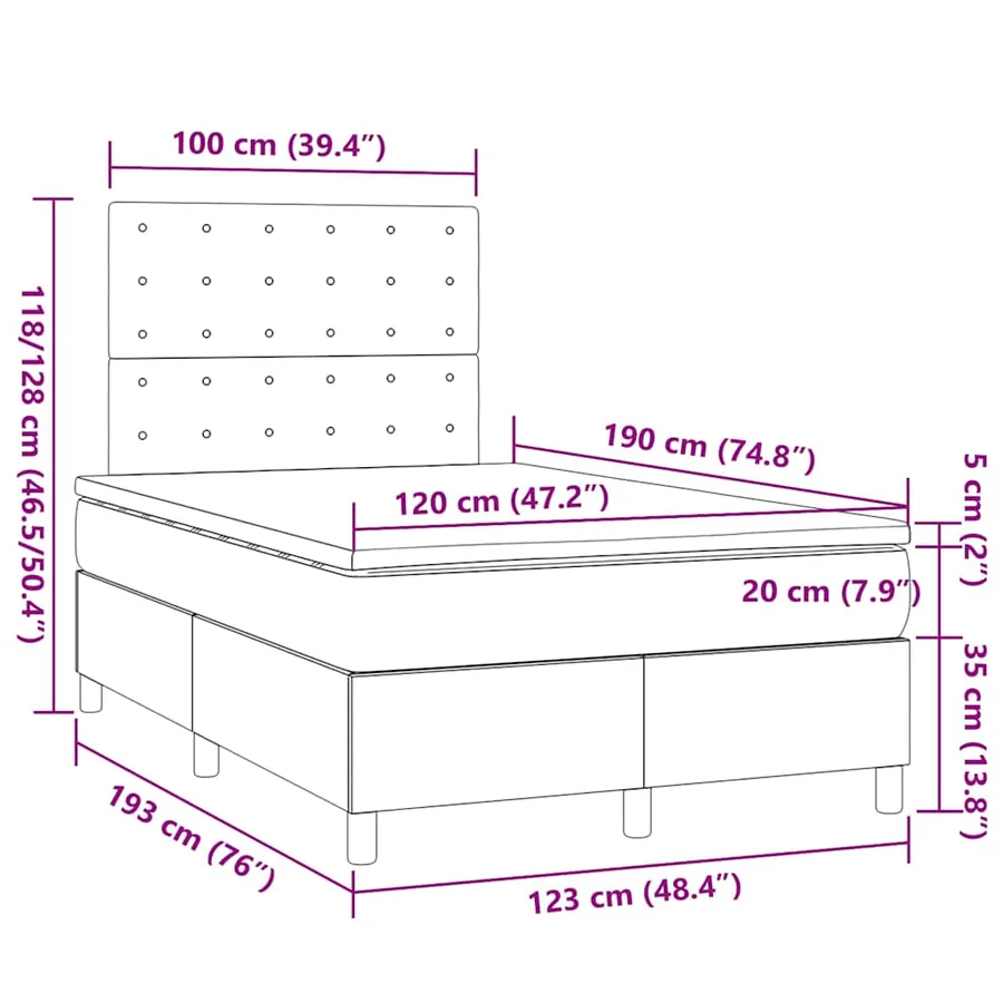 Sommier à lattes de lit avec matelas crème 120x190 cm tissu - 9