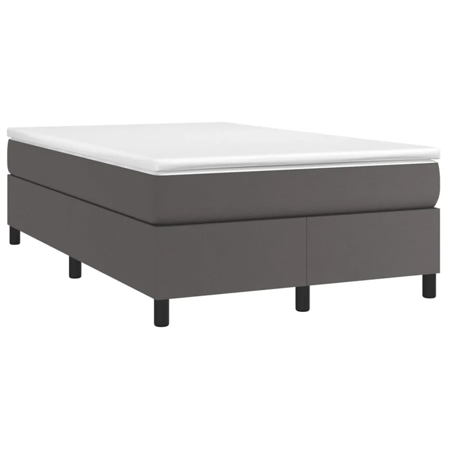Sommier à lattes de lit avec matelas gris 120x190 cm similicuir - 2