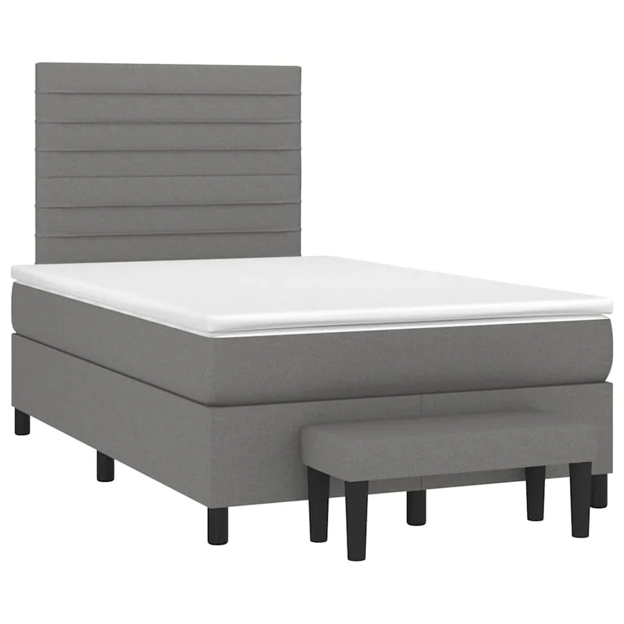 Sommier à lattes de lit avec matelas gris foncé 120x190cm tissu - 2