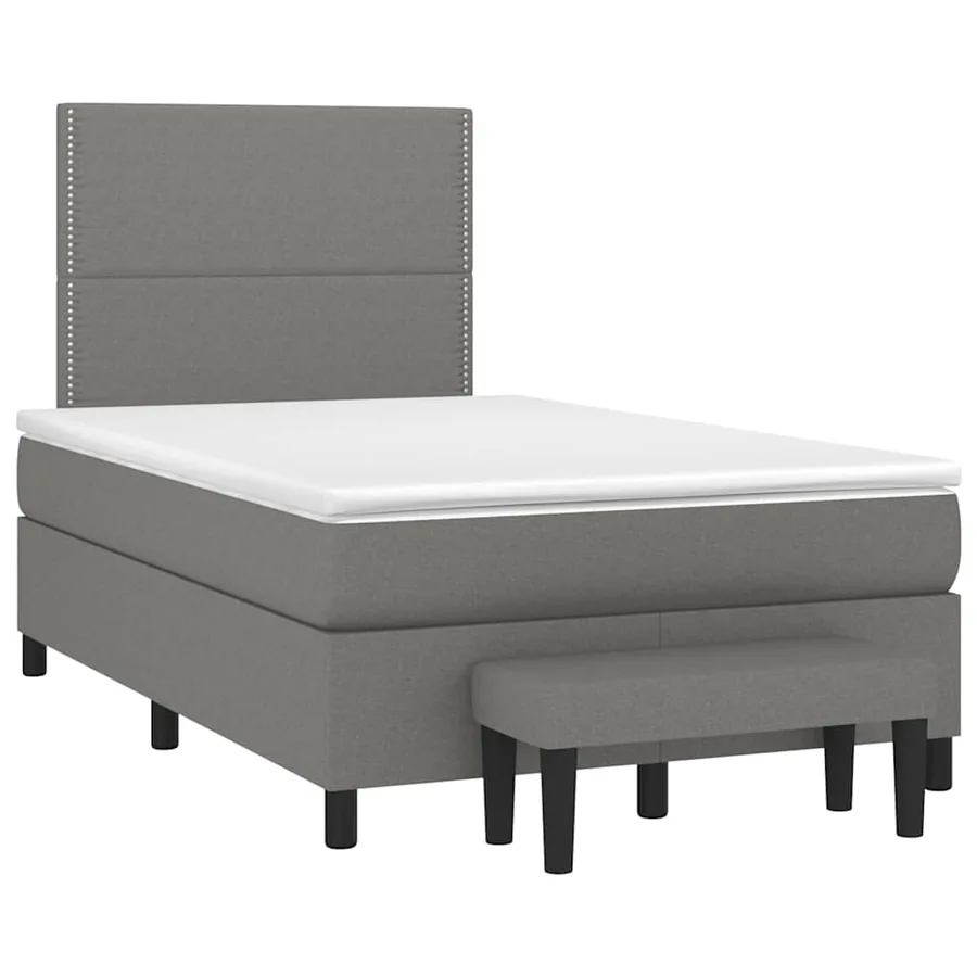 Sommier à lattes de lit avec matelas gris foncé 120x190cm tissu - 2