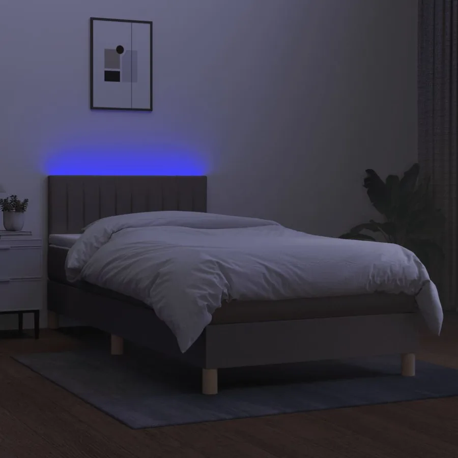 Sommier à lattes de lit avec matelas LED Taupe 90x190 cm Tissu - 3