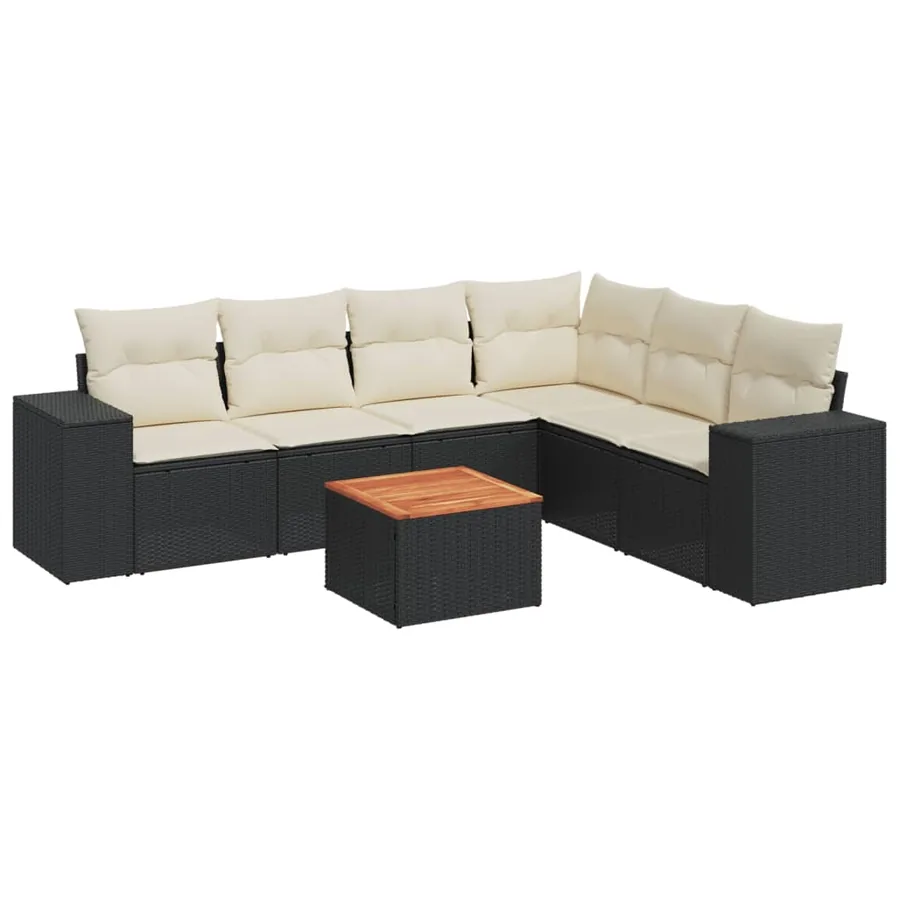 Salon de jardin 7 pcs avec coussins noir résine tressée 62 x 62 x 69 cm - 62,6 kg - 2