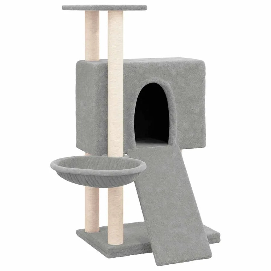 Arbre à chat avec griffoirs en sisal Gris clair 96 cm - 2