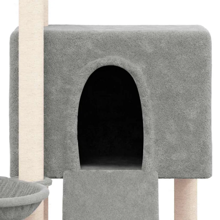 Arbre à chat avec griffoirs en sisal Gris clair 96 cm - 6