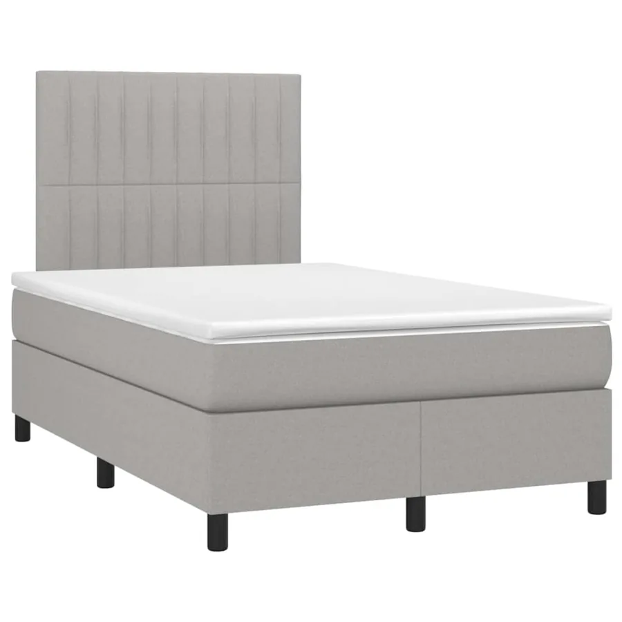 Sommier à lattes de lit matelas LED gris clair 120x190 cm tissu - 3