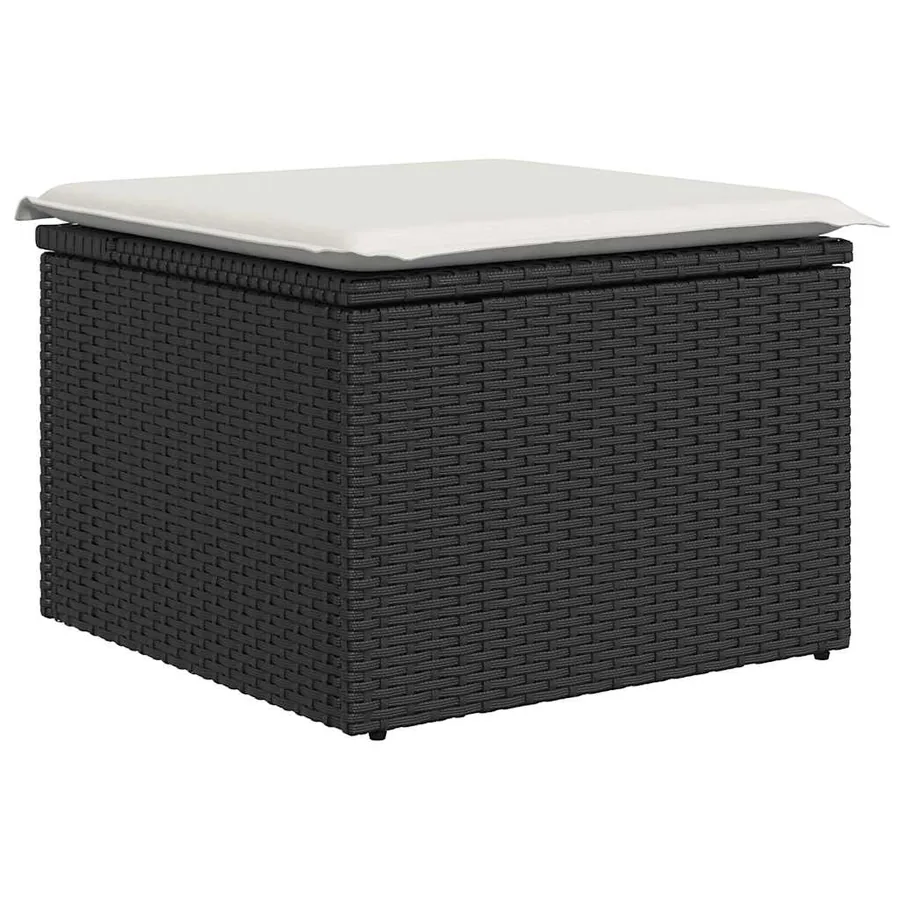 Salon de jardin 8 pcs avec coussins noir résine tressée - 5