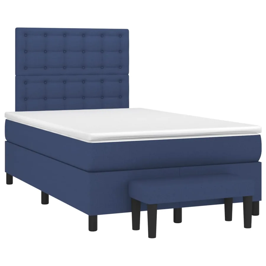 Sommier à lattes de lit avec matelas bleu 120x190 cm tissu