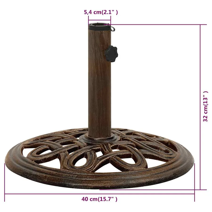 Socle de parasol Bronze 40x40x32 cm Fonte - 9