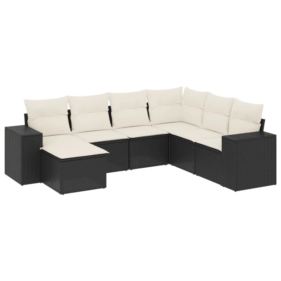 Salon de jardin 7 pcs avec coussins noir résine tressée 62 x 62 x 69 cm - 62,0 kg - 2