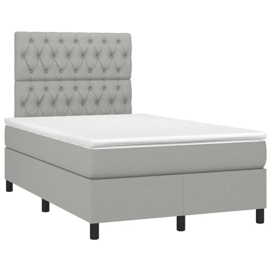 Sommier à lattes de lit et matelas gris clair 120x190 cm tissu - 2
