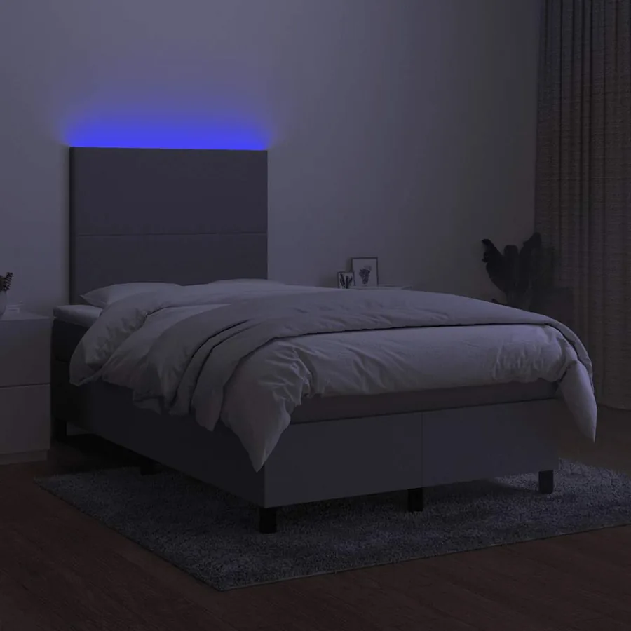 Sommier à lattes de lit matelas LED gris clair 120x190 cm tissu - 4