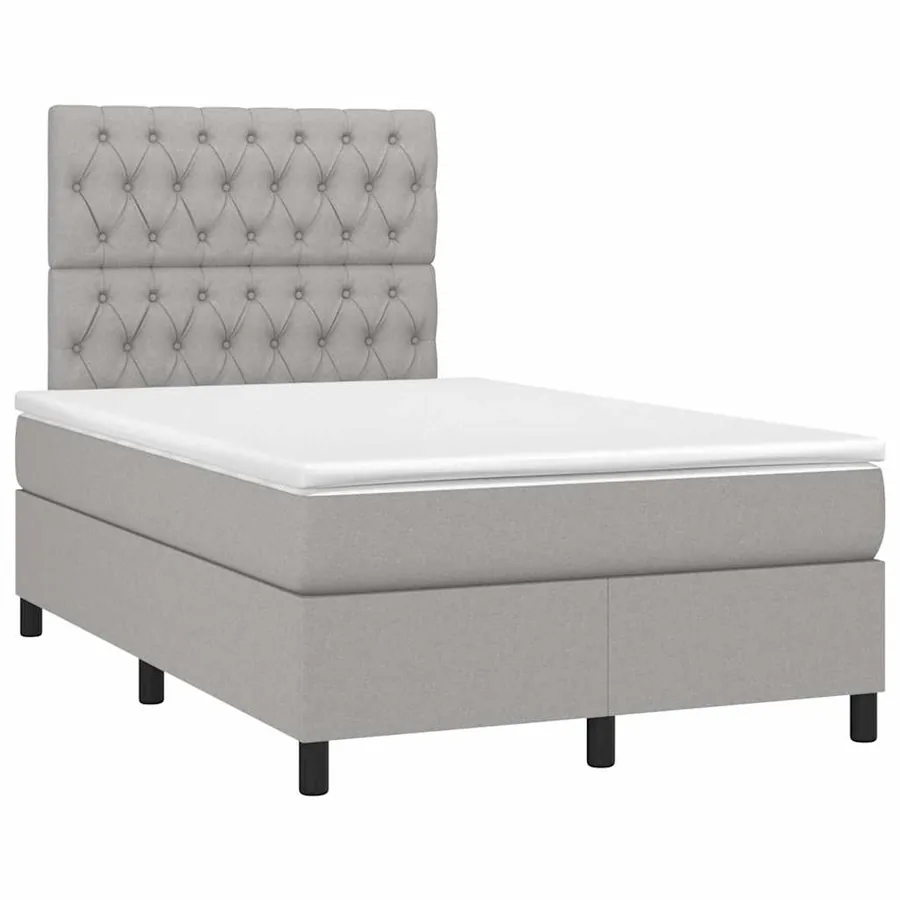 Sommier à lattes de lit matelas LED gris clair 120x190 cm tissu - 3