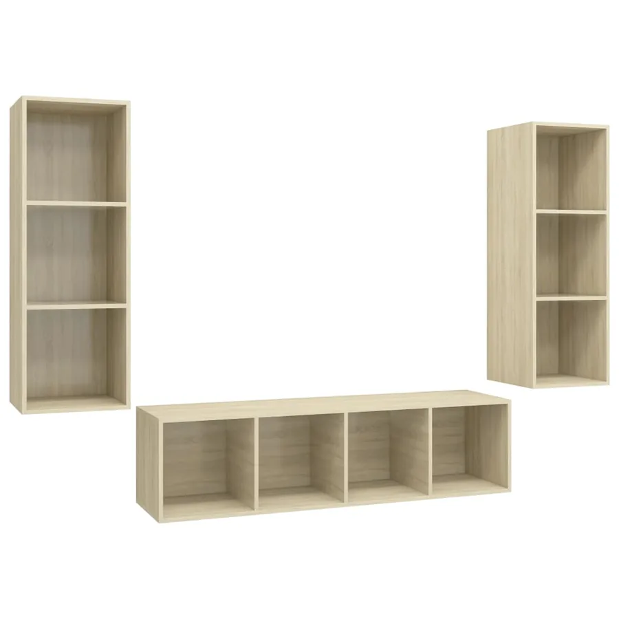 Ensemble de meubles TV 3 pcs Chêne sonoma Bois d'ingénierie - 2