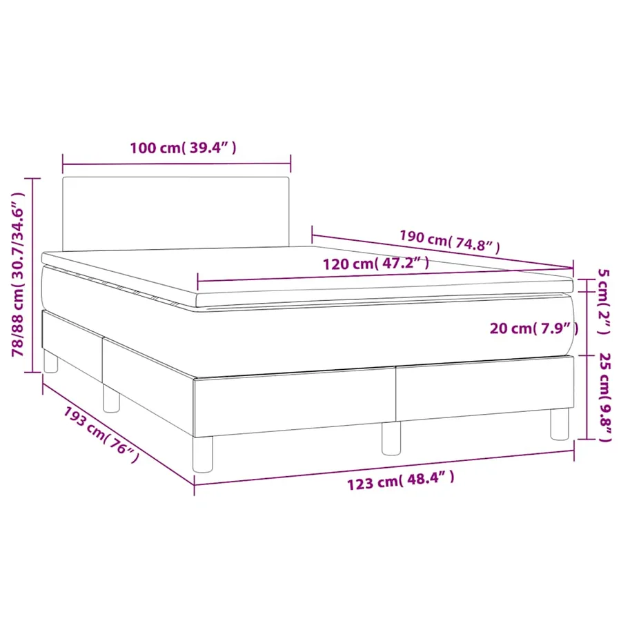 Sommier à lattes de lit matelas et LED noir 120x190 cm tissu - 11