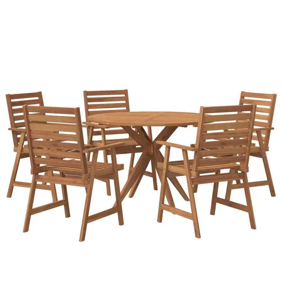 Ensemble à manger de jardin 6 pcs Bois d'acacia solide - 2