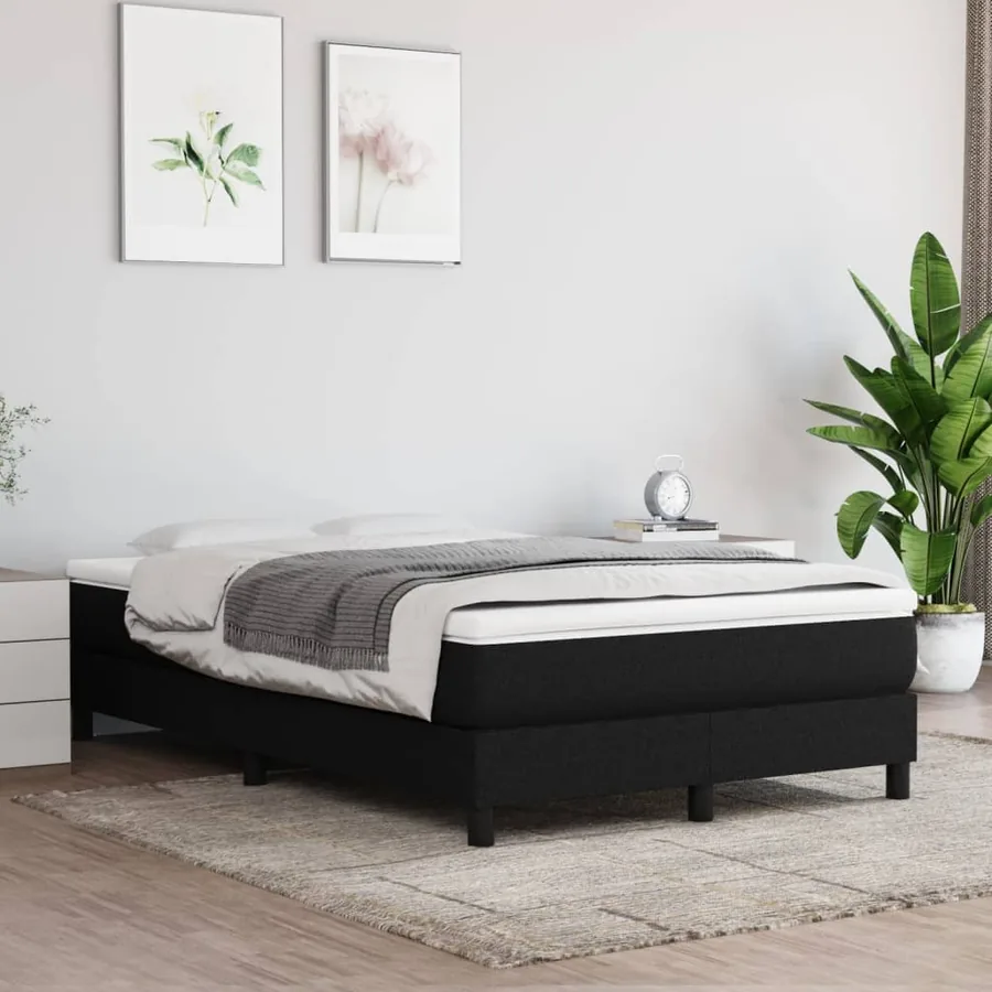 Sommier à lattes de lit avec matelas noir 120x190 cm tissu - 3