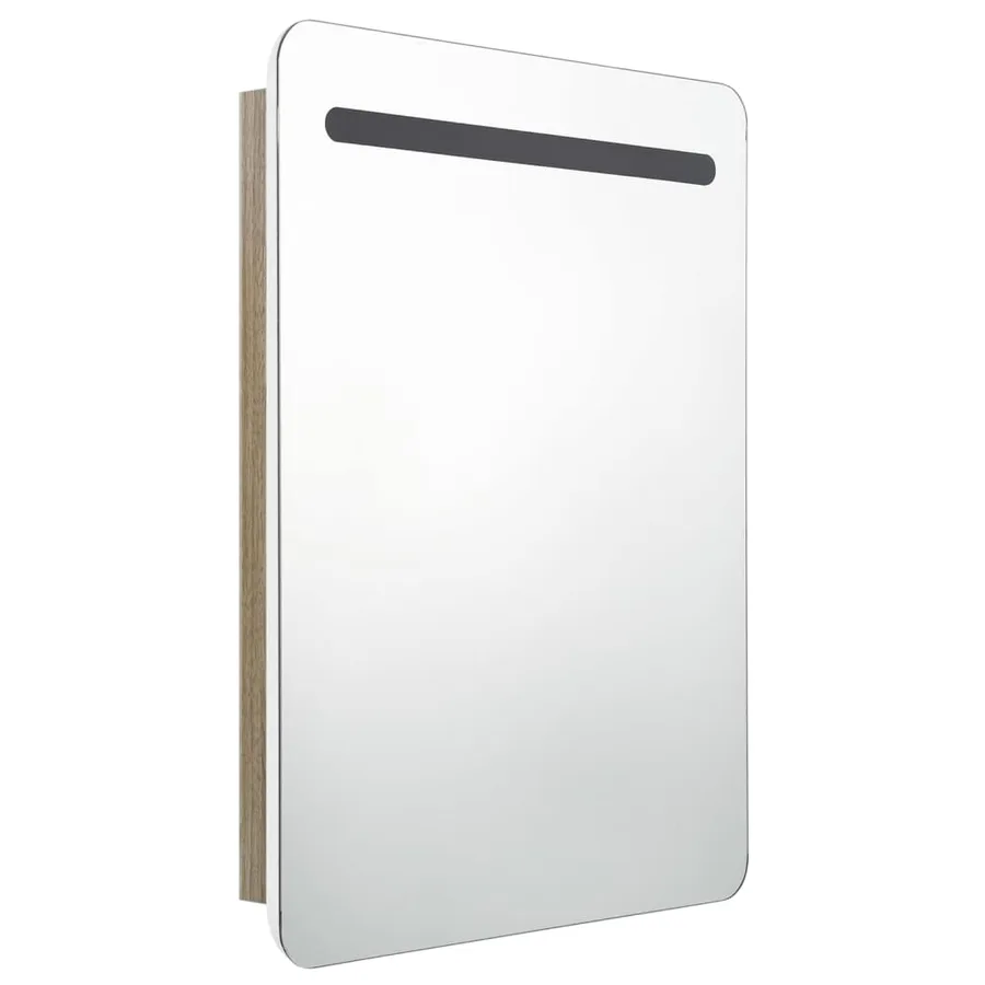 Armoire de salle de bain à miroir LED blanc et chêne 60x11x80cm - 3