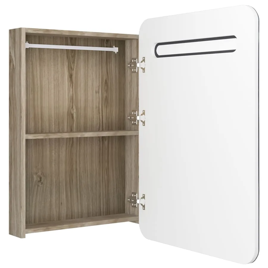 Armoire de salle de bain à miroir LED blanc et chêne 60x11x80cm - 5