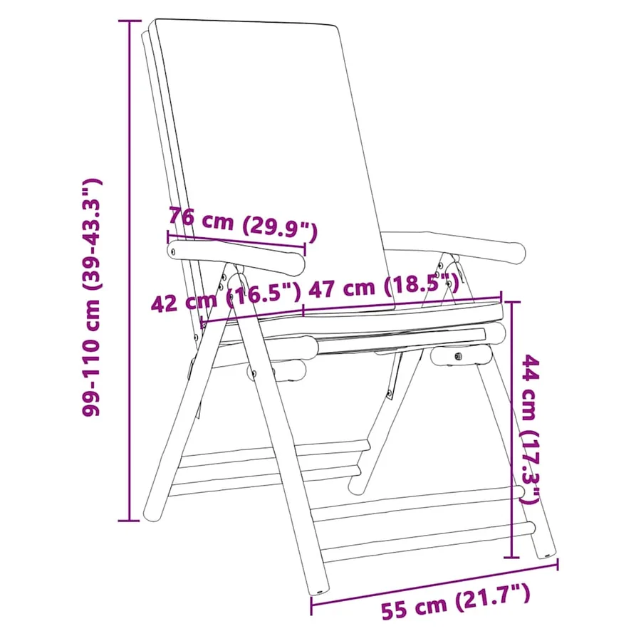 Ensemble de bistro pliante 3 pcs et coussins blanc crème bambou - 11
