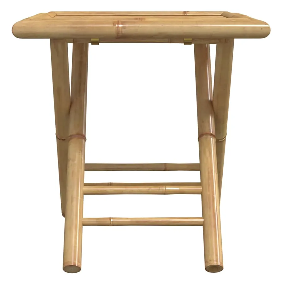 Ensemble de bistro pliante 3 pcs et coussins blanc crème bambou - 7
