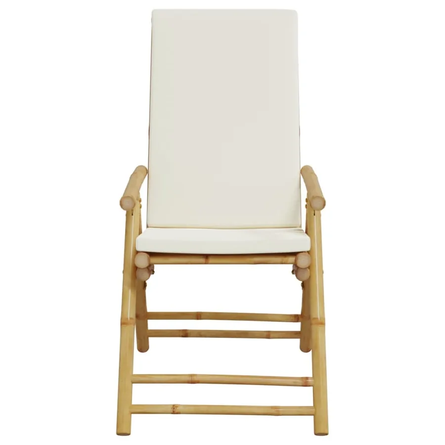 Chaises inclinables de jardin pliantes lot de 2 coussins bambou - 5