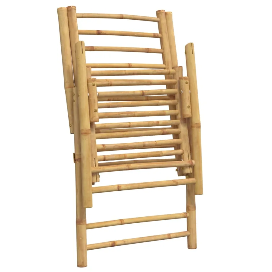 Chaises inclinables de jardin pliantes lot de 2 coussins bambou - 8