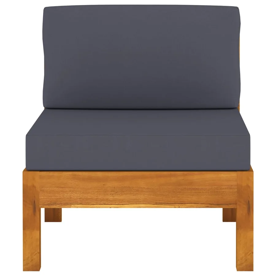 Salon de jardin 5 pcs avec coussins gris foncé Bois d'acacia - 15