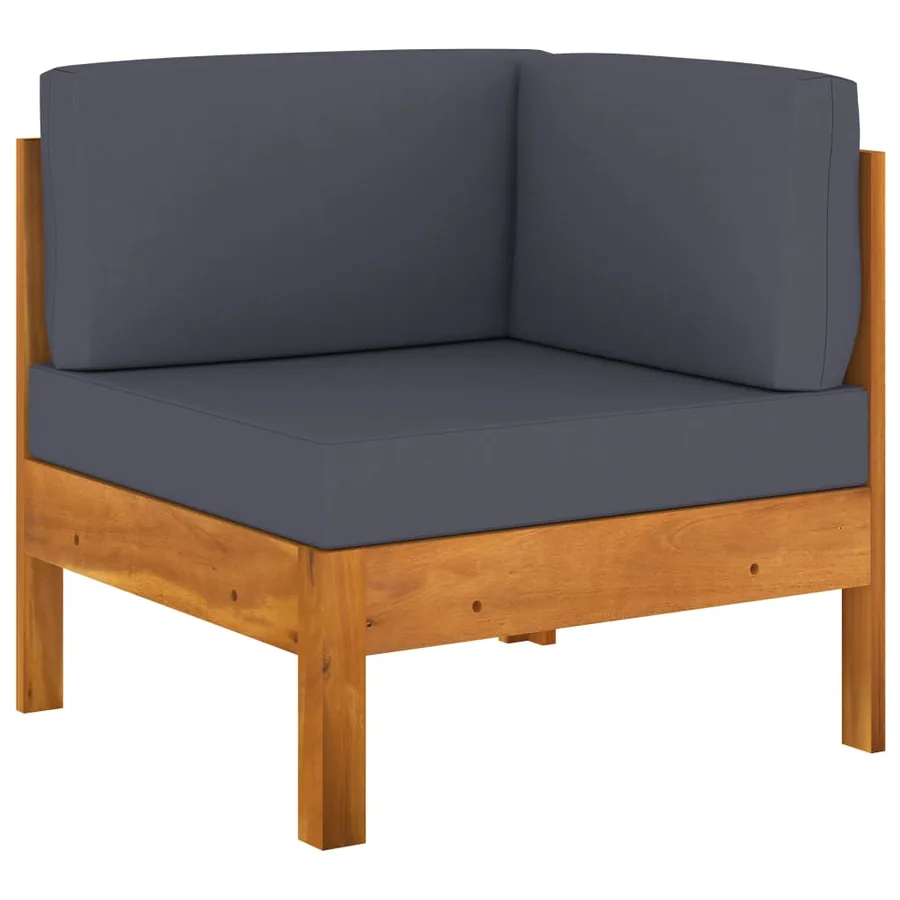 Salon de jardin 5 pcs avec coussins gris foncé Bois d'acacia - 7