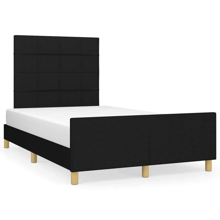 Cadre de lit sans matelas noir 120x190 cm tissu - 2